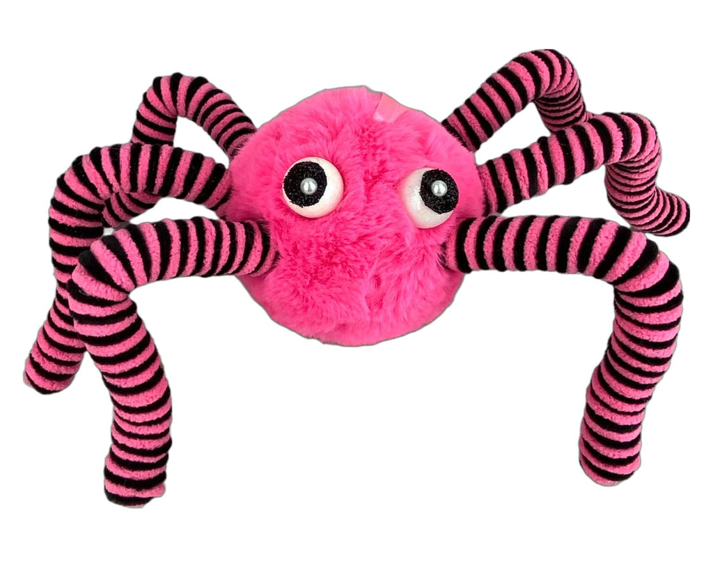 15" W x 5"H Faux Fur Spider: Pink, Black - 56968PK - White Bayou Wreaths & Supply