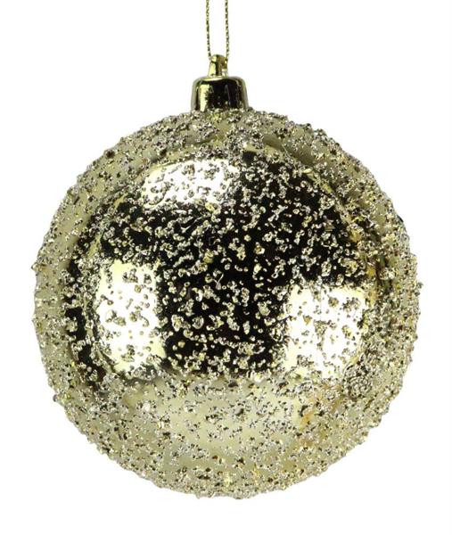 150mm Iced Ball Ornament: Gold - XY882208 - White Bayou Wreaths & Supply