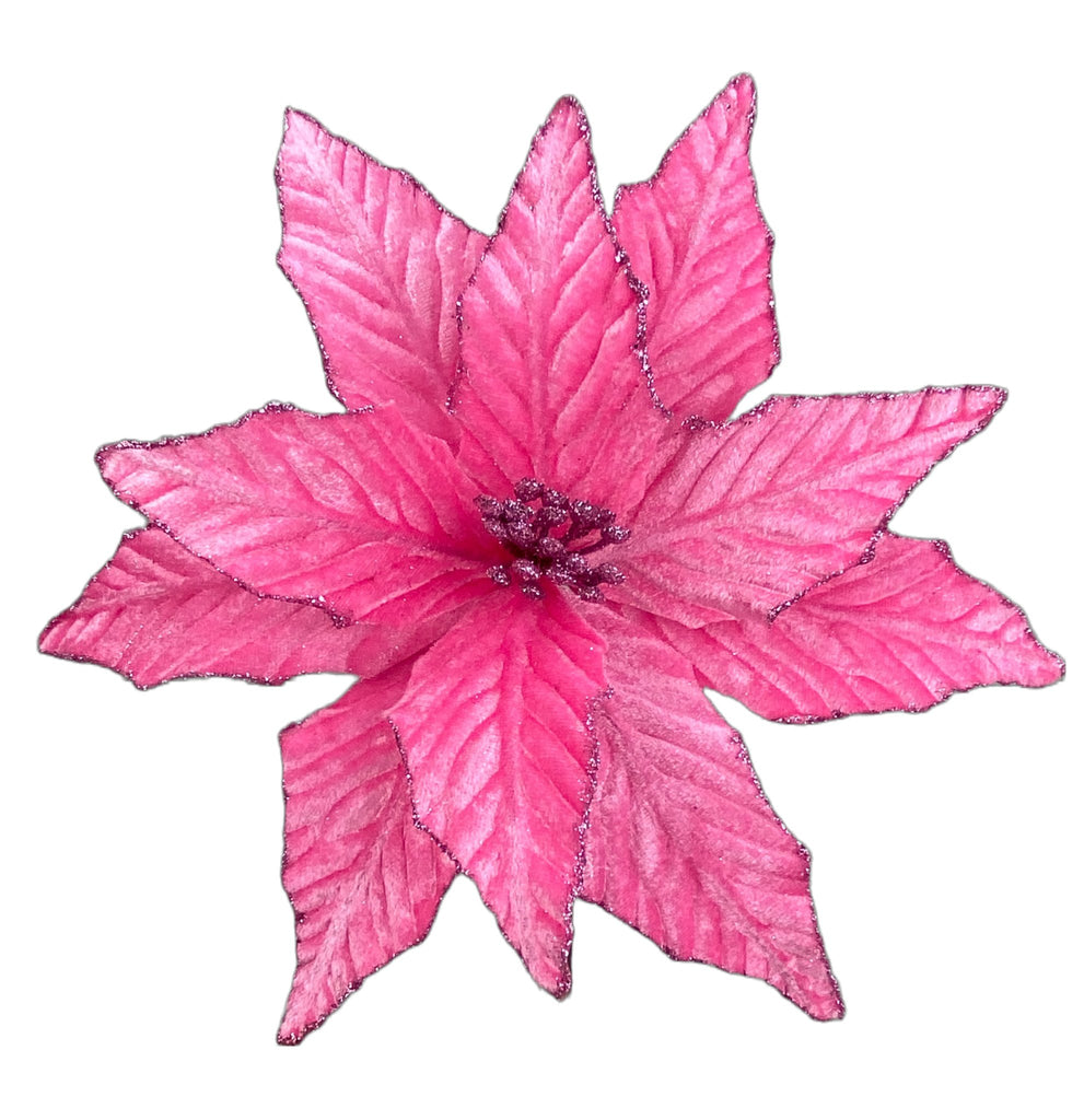 15"H x 12" Dia Velvet Poinsettia Pick: Pink - 85730PK - White Bayou Wreaths & Supply