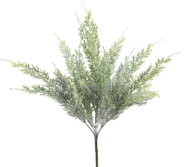 16.5"L Plastic Pine Bush: Green, Silver - PF1643 - White Bayou Wreaths & Supply