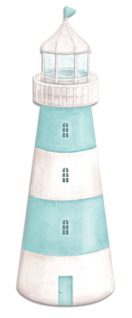 16"H Metal / Embossed Lighthouse Sign: Turquoise, White - MD1382A5 - White Bayou Wreaths & Supply