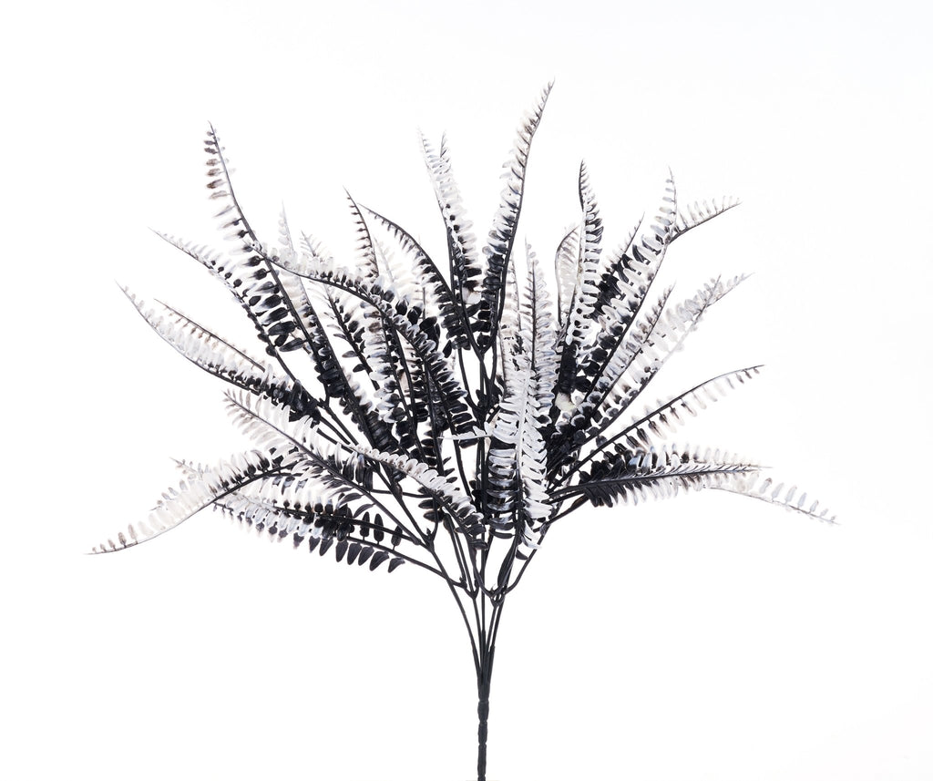 16"L Fern Bush: Black, White - HH760450 - White Bayou Wreaths & Supply