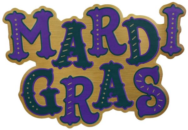 16"L x 11"H Metal Glitter Mardi Gras Sign - MD105208 - White Bayou Wreaths & Supply