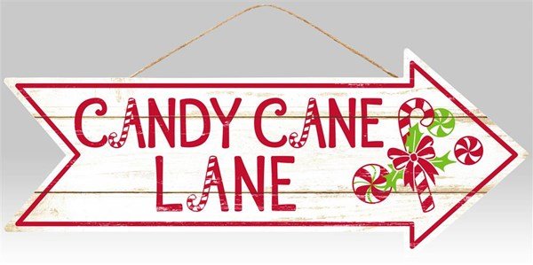 16"L x 6.5"H Candy Cane Lane Sign - AP8244 - White Bayou Wreaths & Supply