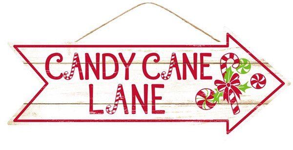 16"L x 6.5"H Candy Cane Lane Sign - AP8244 - White Bayou Wreaths & Supply