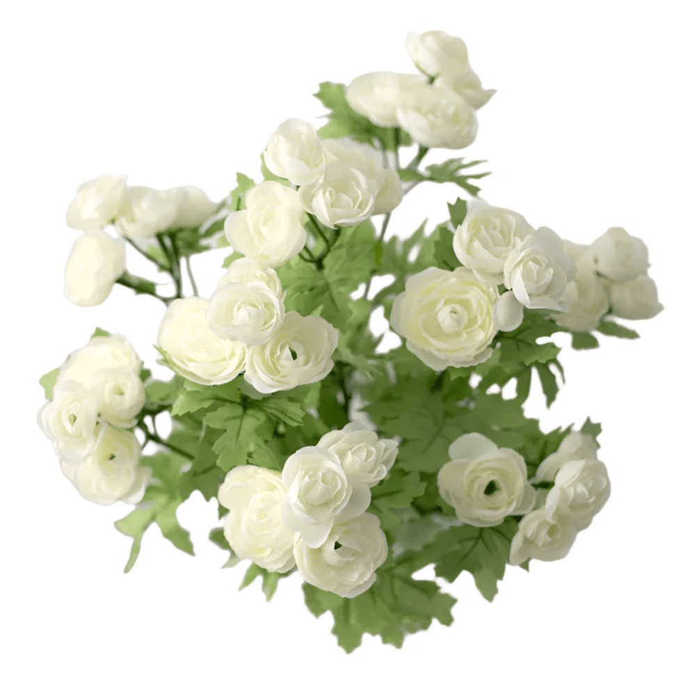 17" Mini Ranunculus Bush x 9: Cream - 63514CM - White Bayou Wreaths & Supply