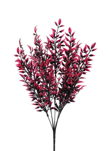 17.25"L Two - Tone Plastic Halloween Leaf Bush: Black, Dark Pink - HH129851 - White Bayou Wreaths & Supply