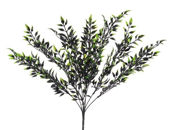 17.25"L Two - Tone Plastic Halloween Leaf Bush: Black, Lime Green - HH129852 - White Bayou Wreaths & Supply