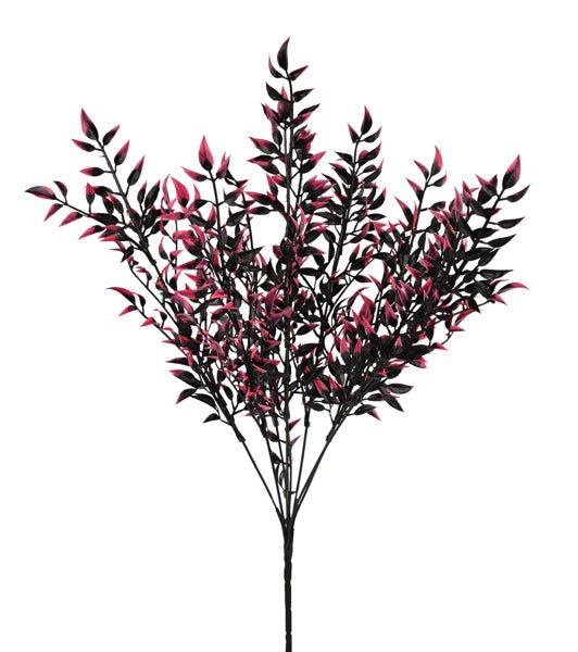 17.25"L Two - Tone Plastic Halloween Leaf Bush: Black, Pink - HH129854 - White Bayou Wreaths & Supply