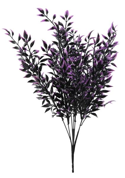 17.25"L Two - Tone Plastic Halloween Leaf Bush: Black, Purple - HH129843 - White Bayou Wreaths & Supply