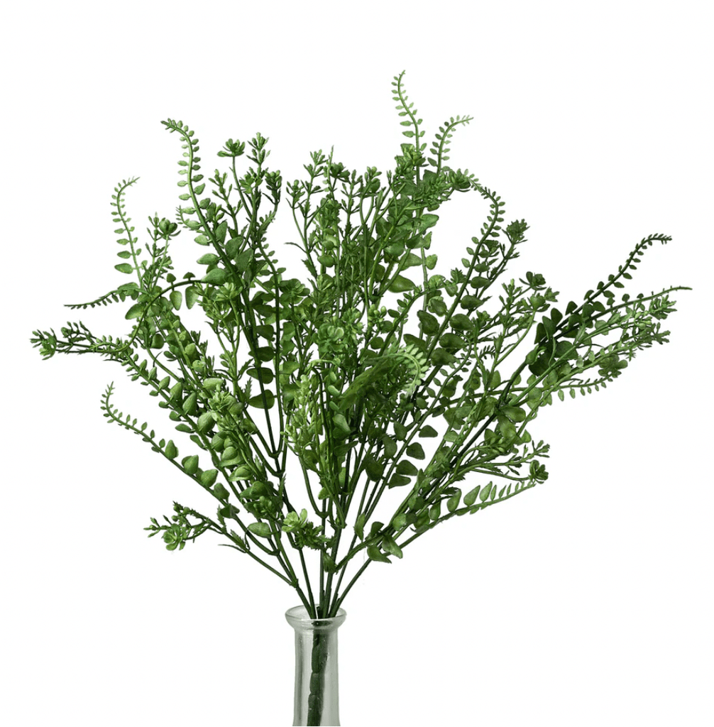 18" Mixed Plastic Button Fern Leaves Bush: Green - 13624GN - White Bayou Wreaths & Supply