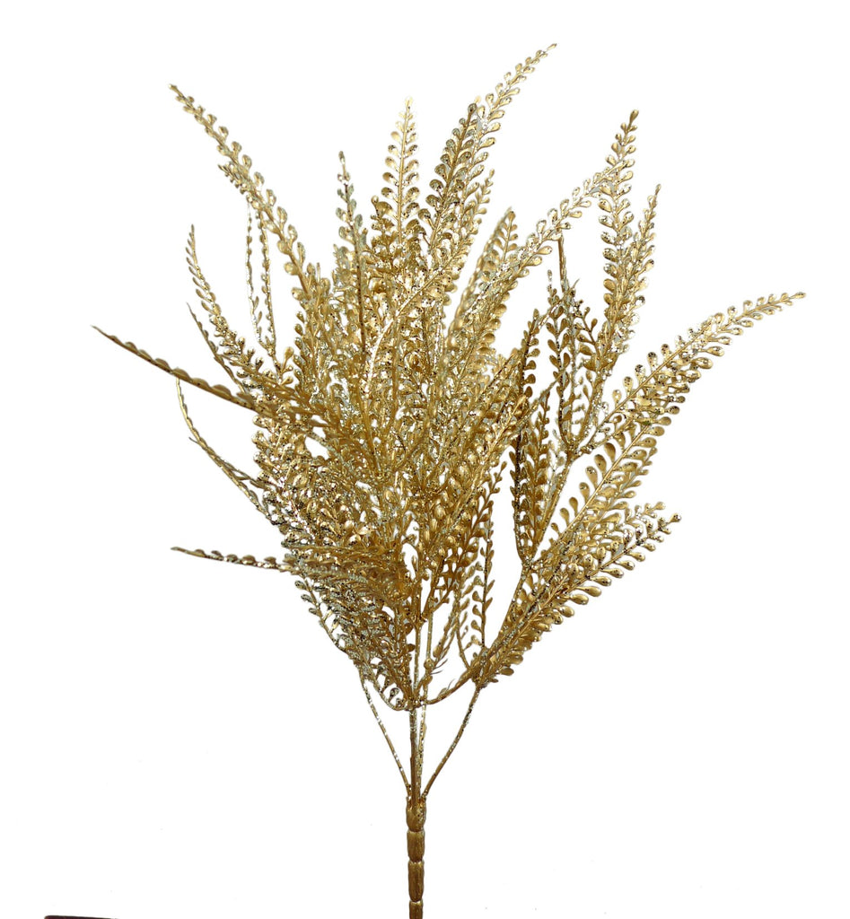 18" Skinny Fern Bush (5 Stems): Gold - 84999GD - White Bayou Wreaths & Supply