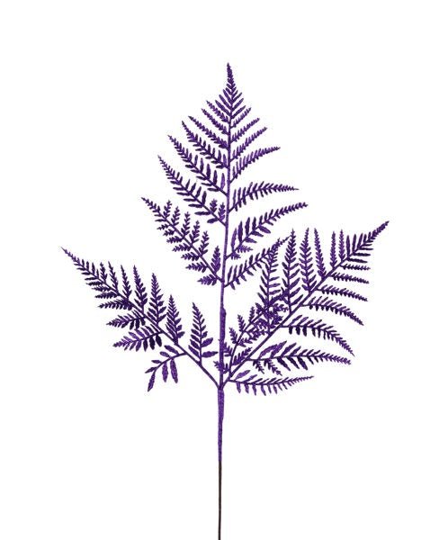 18.5"L Glitter Fern Leaf Spray: Purple - XS244161 - White Bayou Wreaths & Supply