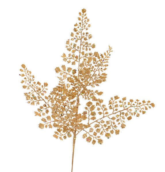 18"L Glitter Maidenhair Fern Spray (Pack of 3): Gold - XS2142 - White Bayou Wreaths & Supply