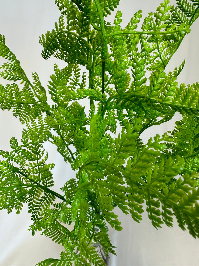 19" Plastic Leather Fern Bush: Green - 57531 - White Bayou Wreaths & Supply