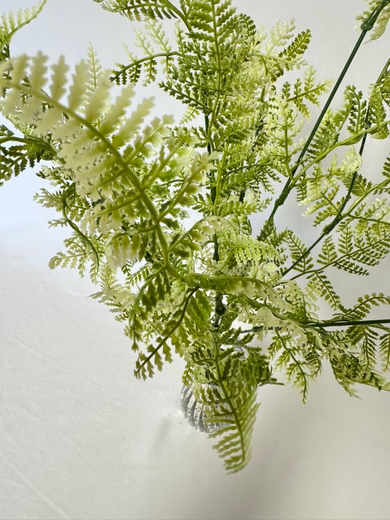 19" Plastic Leather Fern Bush: Green, Cream - 57535 - White Bayou Wreaths & Supply