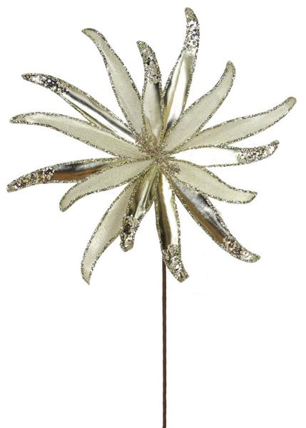 19.5"L Metallic/Bead Flower Stem: Champagne - XS863261 - White Bayou Wreaths & Supply