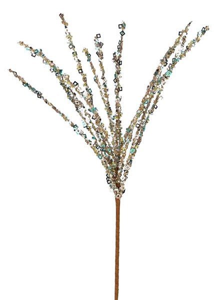 19"L Sequin/Bead Tassel Spray: Champagne, Blue - XS9927M3 - White Bayou Wreaths & Supply