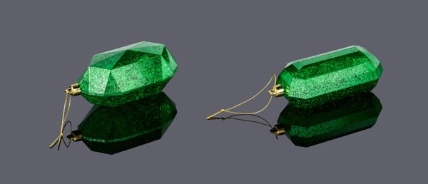 2 Assorted 5.25"L Antique Look Gem Ornament: Mercury Emerald Green - XJ551406 - White Bayou Wreaths & Supply