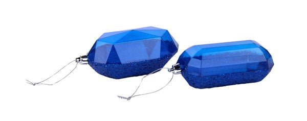 2 Assorted 5.25"L Laser Glitter Gem Ornaments (Includes Two) Royal Blue - XJ552325 - White Bayou Wreaths & Supply