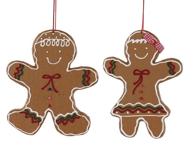 2 Assorted 8"H Gingerbread Boy/Girl Ornaments - XJ4446 - White Bayou Wreaths & Supply