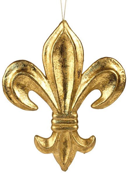 20" Fleur De Lis w/Hanger: Gold w/ Gold Leaf - MZ1813H6 - White Bayou Wreaths & Supply