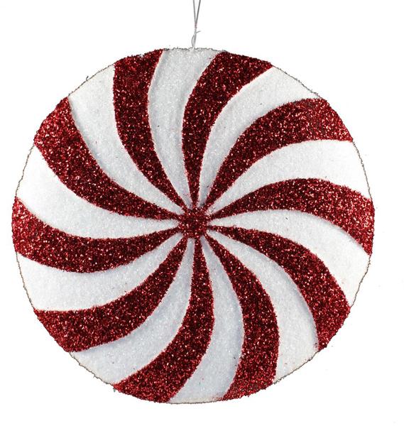 20" V - Cut Foil Candy Peppermint Ornament: Red, White - XY662391 - White Bayou Wreaths & Supply