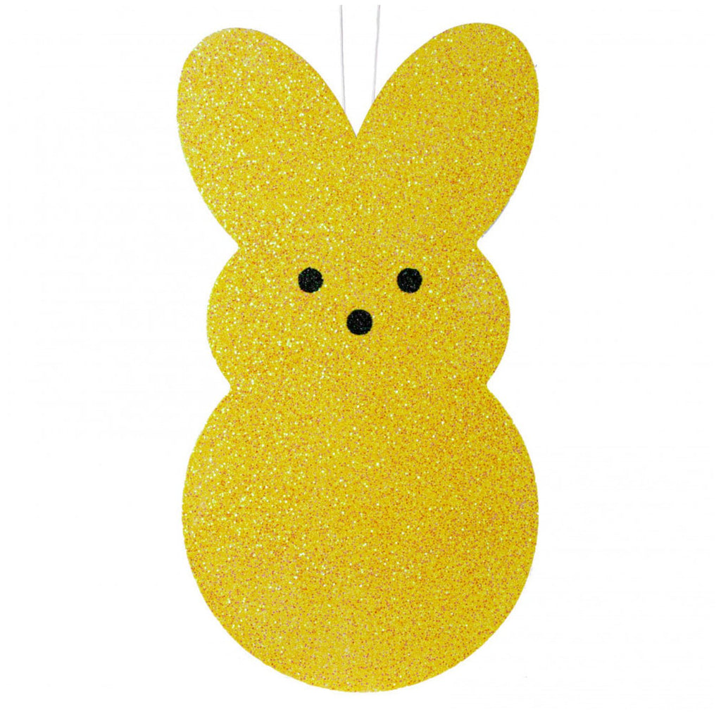 20"H X 11"L Glittered Polyfoam Sugar Bunny: Yellow - MS167429 - White Bayou Wreaths & Supply