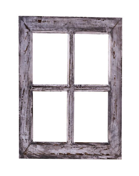 20"H x 14.75"W Decorative Wood Window: Antique Grey - AP036410 - White Bayou Wreaths & Supply