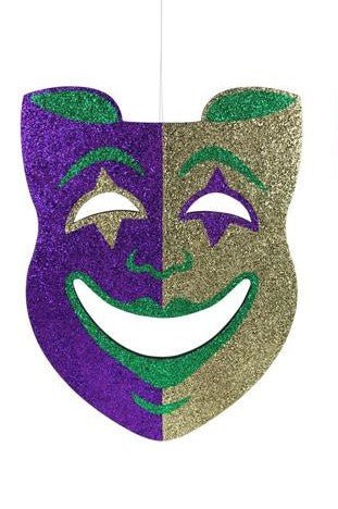 20"H x 15.5"L Glitter/Eva Comedy Mardi Gras Masks - HG1130 - White Bayou Wreaths & Supply