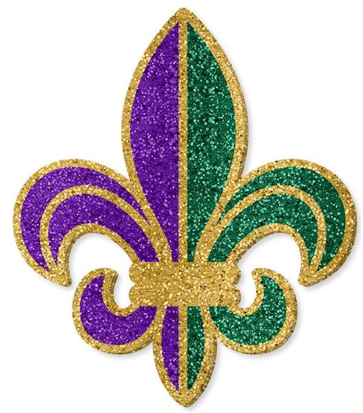 20"H x 17"W Glittered Fleur De Lis: Mardi Gras - HG1115 - White Bayou Wreaths & Supply