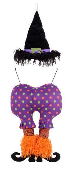 20"H x 8.25"L Polka Dot Witch Decor Kit: Black, Purple, Lime, Orange - HH7565 - White Bayou Wreaths & Supply