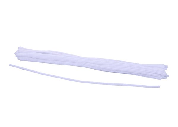 20"L x 6mm Chenille Stems: White (Bag of 50) - MA200227 - White Bayou Wreaths & Supply