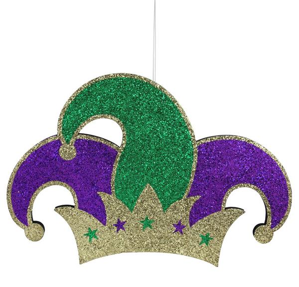 20"W x 13.5"H Glittered Eva Jester Hat: Mardi Gras - HG1124 - White Bayou Wreaths & Supply