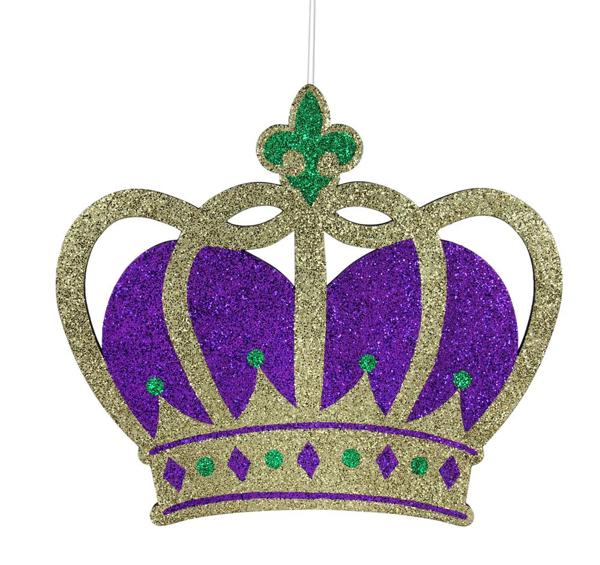 20"W x 17.5"H Glittered Eva Crown: Mardi Gras - HG1121 - White Bayou Wreaths & Supply