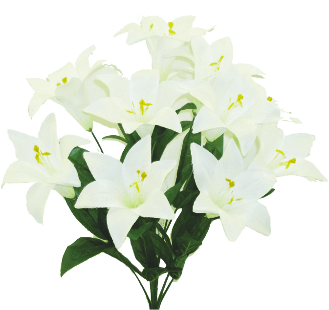 21" Easter Lily Bush (11 Blooms): White - 61405WT - White Bayou Wreaths & Supply