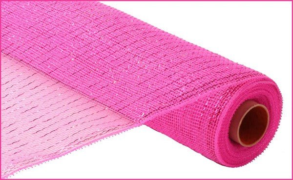 21" Metallic Mesh: Hot Pink w/ Hot Pink Foil (10 Yards) RE100111 - White Bayou Wreaths & Supply