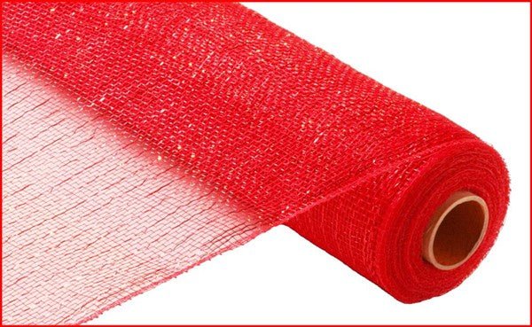 21" Metallic Mesh: Red w/ Red Foil (10 Yards) RE100124 - White Bayou Wreaths & Supply