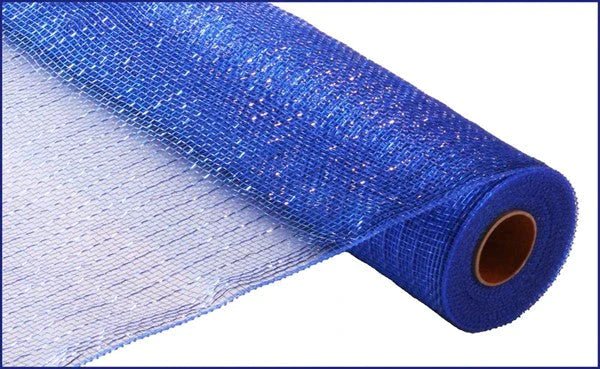 21" Metallic Mesh: Royal Blue w/ Blue Foil (10 Yards) RE100125 - White Bayou Wreaths & Supply