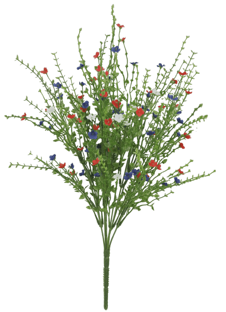 21" Patriotic Plastic Flowering Bush Red, White, Blue - 82394 - RDWTBL - White Bayou Wreaths & Supply