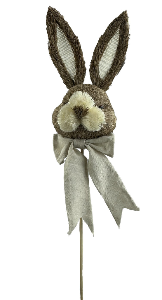 21" Sisal Bunny Head w/ Bow: Cream - 63533CM - White Bayou Wreaths & Supply