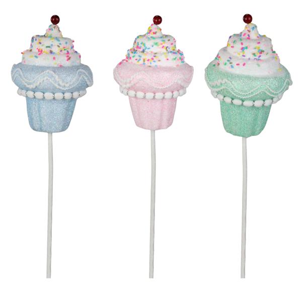 21.75"L Cupcake Pick (Includes 3 Assorted) - MN0214 - White Bayou Wreaths & Supply