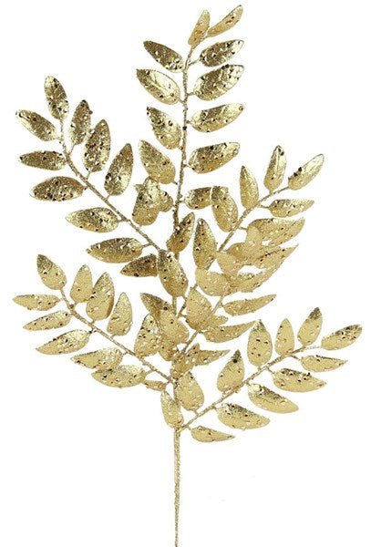 21"L Glitter Honey Locust Spray: Gold ( 3 Per Pack) - XS216908 - White Bayou Wreaths & Supply