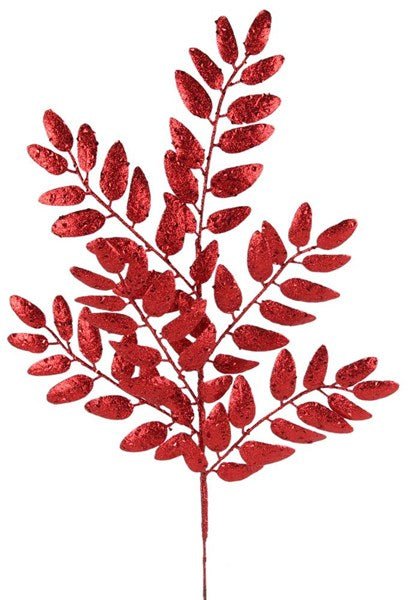 21"L Glitter Honey Locust Spray: Red (Sold in 3 Pack) - XS216924 - White Bayou Wreaths & Supply