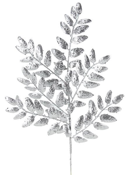 21"L Glitter Honey Locust Spray: Silver (Sold in 3 Pack) - XS216926 - White Bayou Wreaths & Supply