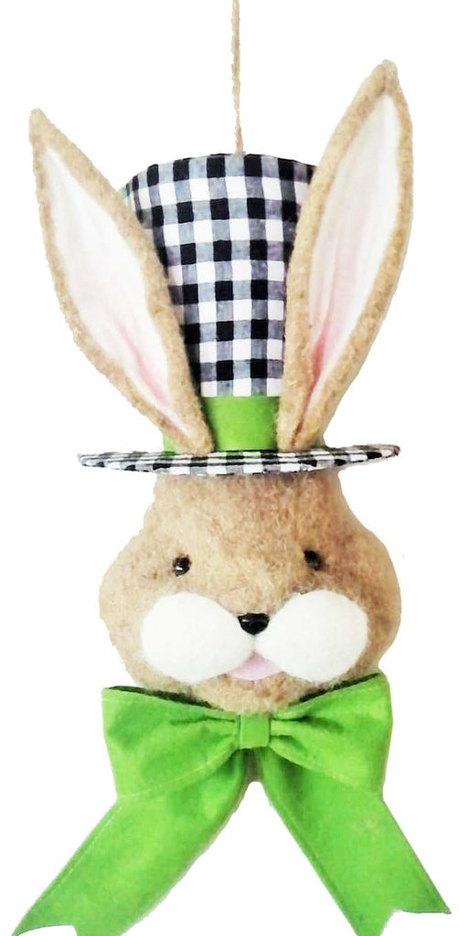 22" Bunny Top Hat: Green, Black, White - 62801BKWT - White Bayou Wreaths & Supply