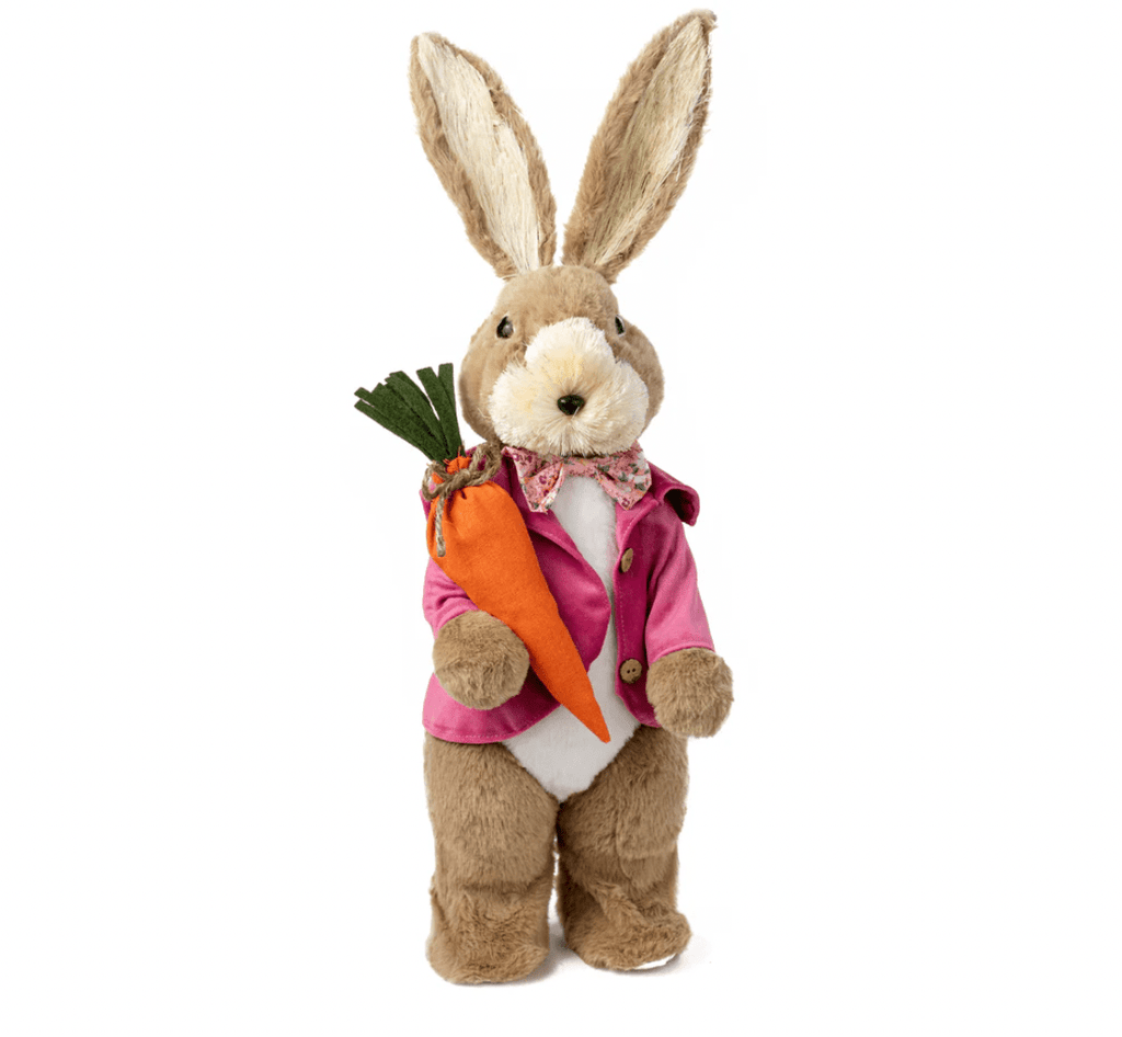 22" Furry Bunny w/ Carrot: Fuchsia - 63529BT - White Bayou Wreaths & Supply