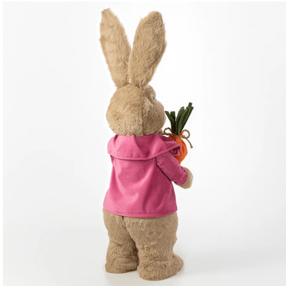 22" Furry Bunny w/ Carrot: Fuchsia - 63529BT - White Bayou Wreaths & Supply