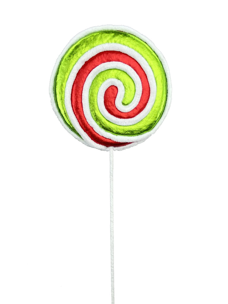 22"H x 6" Dia Metallic Lollipop Spray: Red, White, Green - 85221RWG - White Bayou Wreaths & Supply