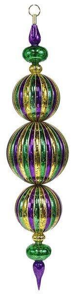 22"L Antique Look Vertical Ball/Finial: Mardi Gras - XH9444GT - White Bayou Wreaths & Supply